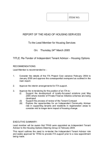 ITEM NO. REPORT OF THE HEAD OF HOUSING SERVICES