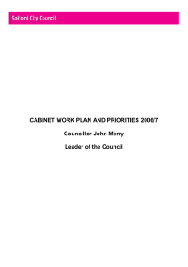 CABINET WORK PLAN AND PRIORITIES 2006/7 Councillor John Merry