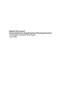 Salford City Council House Extensions Supplementary Planning Document Sustainability Appraisal Final Report