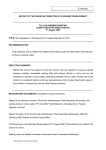 ITEM NO. REPORT OF THE ASSISTANT DIRECTOR OF ECONOMIC DEVELOPMENT