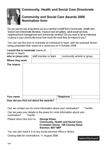 Community, Health and Social Care Directorate Nomination form
