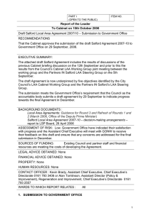 – Submission to Government Office Draft Salford Local Area Agreement 2007/10 RECOMMENDATIONS