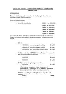 DEVOLVED BUDGET EXPENDITURE SUMMARY 1999 TO DATE