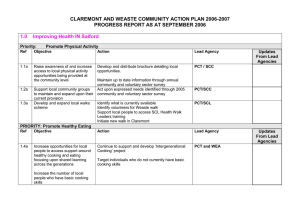 CLAREMONT AND WEASTE COMMUNITY ACTION PLAN 2006-2007