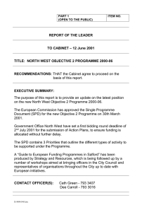 REPORT OF THE LEADER – 12 June 2001 TO CABINET