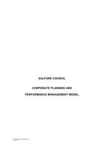 SALFORD COUNCIL CORPORATE PLANNING AND PERFORMANCE MANAGEMENT MODEL