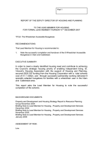 REPORT OF THE DEPUTY DIRECTOR OF HOUSING AND PLANNING