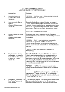 RECORD OF CABINET BUSINESS MEETING HELD ON 11 SEPTEMBER, 2001