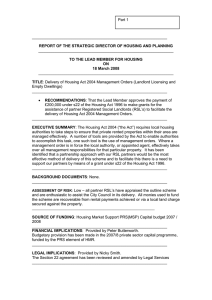 Part 1  ______________________________________________________________ REPORT OF THE STRATEGIC DIRECTOR OF HOUSING AND PLANNING