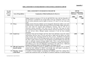 Appendix 4 RISK ASSESSMENT OF REQUIREMENT FOR GENERAL RESERVES 2007/08
