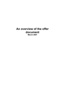 An overview of the offer document March 2007