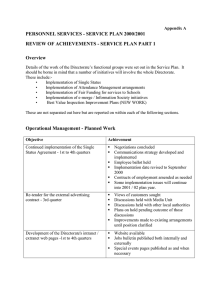 PERSONNEL SERVICES - SERVICE PLAN 2000/2001 Overview