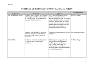 SCHEDULE OF RESPONSES TO DRAFT GAMBLING POLICY