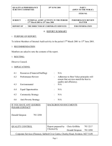 QUALITY &amp; PERFORMANCE 25 JUNE 2001 PART 1