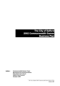 The City of Salford 2002 Commonwealth Games Business Plan