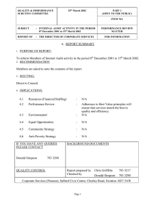 QUALITY &amp; PERFORMANCE 25 March 2002 PART 1