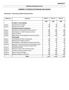 Appendix 5  SUMMARY OF SERVICE EFFICIENCIES AND SAVINGS