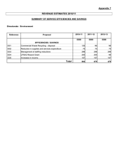 Appendix 7 REVENUE ESTIMATES 2010/11  SUMMARY OF SERVICE EFFICIENCIES AND SAVINGS