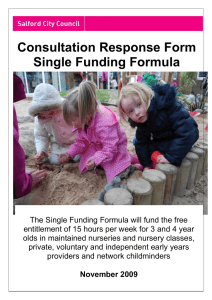 Consultation Response Form Single Funding Formula