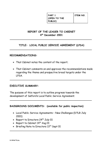 REPORT OF THE LEADER TO CABINET 4 December 2001