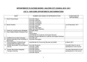 APPOINTMENTS TO OUTSIDE BODIES - SALFORD CITY COUNCIL 2010 /... LIST A - NON AGMA APPOINTMENTS AND NOMINATIONS