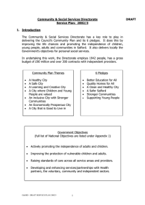 Community &amp; Social Services Directorate DRAFT Service Plan:  2002/3