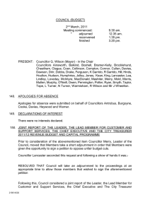 COUNCIL (BUDGET)  2 March, 2011