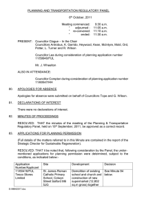 PLANNING AND TRANSPORTATION REGULATORY PANEL  6 October, 2011