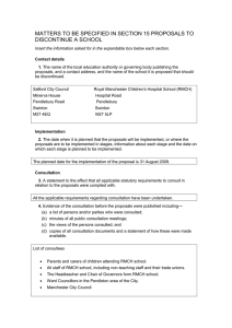 MATTERS TO BE SPECIFIED IN SECTION 15 PROPOSALS TO