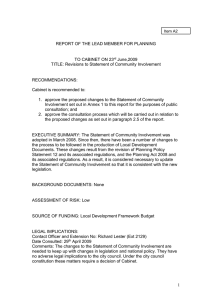 REPORT OF THE LEAD MEMBER FOR PLANNING TO CABINET ON 23 June,2009