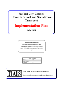 Implementation Plan Salford City Council Home to School and Social Care Transport