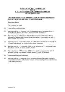 REPORT OF THE AREA CO-ORDINATOR TO THE BLACKFRIARS/BROUGHTON COMMUNITY COMMITTEE 28