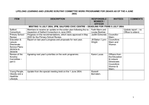 LIFELONG LEARNING AND LEISURE SCRUTINY COMMITTEE WORK PROGRAMME FOR 2004/05... 2004.  ITEM
