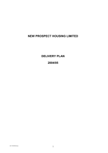 NEW PROSPECT HOUSING LIMITED DELIVERY PLAN 2004/05