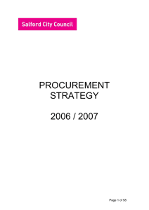 PROCUREMENT STRATEGY 2006 / 2007