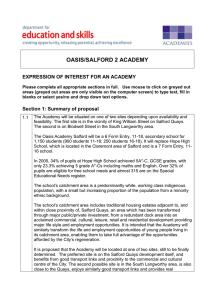 OASIS/SALFORD 2 ACADEMY EXPRESSION OF INTEREST FOR AN ACADEMY