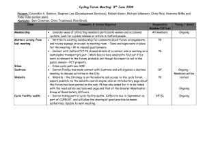 Cycling Forum Meeting: 8 June 2004 , Peter Kidd (action plan).