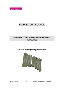 SALFORD CITY COUNCIL  INFORMATION STORAGE AND HANDLING GUIDELINES.