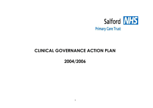 CLINICAL GOVERNANCE ACTION PLAN 2004/2006 1