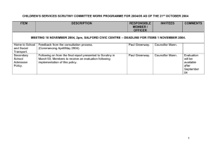 CHILDREN’S SERVICES SCRUTINY COMMITTEE WORK PROGRAMME FOR 2004/05 AS OF... OCTOBER 2004  ITEM