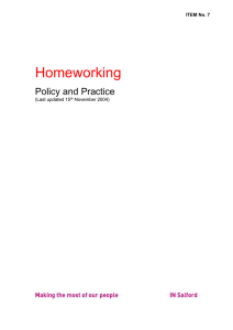 Homeworking  Policy and Practice (Last updated 15