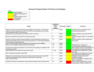 Summary Progress Report of Primary Care Strategy Key