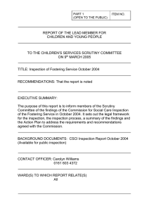REPORT OF THE LEAD MEMBER FOR CHILDREN AND YOUNG PEOPLE