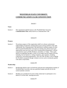 WESTFIELD STATE UNIVERSITY COMMUNICATION CLUB CONSTITUTION Article I