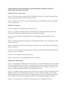 CONSTITUTION OF THE WESTFIELD STATE UNIVERSITY STUDENT NATIONAL EDUCATION ASSOCIATION (SNEA)
