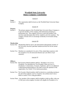 Westfield State University Dance Company Constitution  Article I