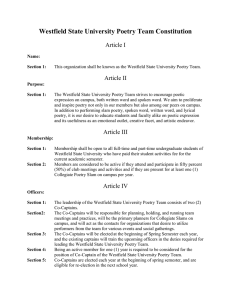Westfield State University Poetry Team Constitution Article I Article II