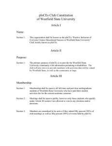 pIeCEs Club Constitution of Westfield State University Article I