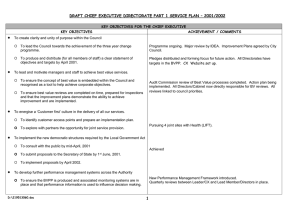  DRAFT CHIEF EXECUTIVE DIRECTORATE PART 1 SERVICE PLAN – 2001/2002