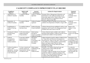 CALDICOTT COMPLIANCE IMPROVEMENT PLAN 2002/2003  Actions for Improvement
